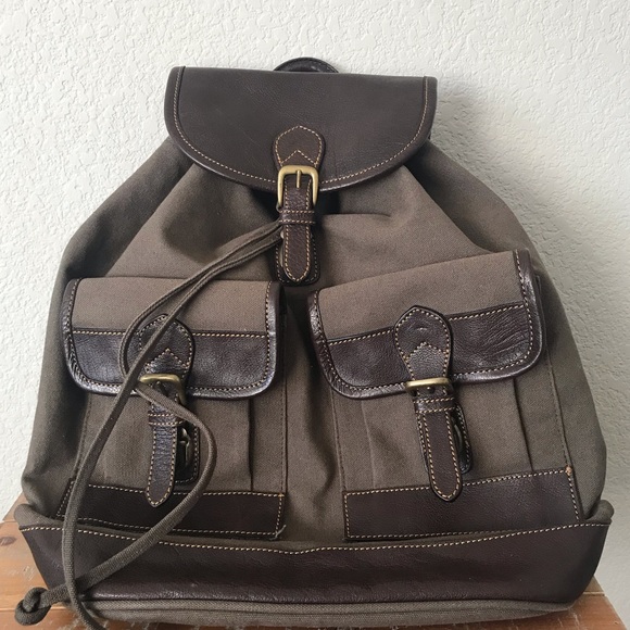 Wilsons Leather Handbags - Wilsons Leather & Canvas Backpack Brown - UNISEX